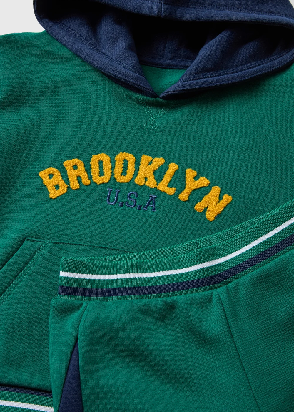 Boys Green Brooklyn Hoodie & Jogging Bottom Set (1-7yrs) - 1 to 1 half years Image 2