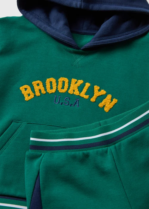 Boys Green Brooklyn Hoodie & Jogging Bottom Set (1-7yrs) - 1 to 1 half years Image 2