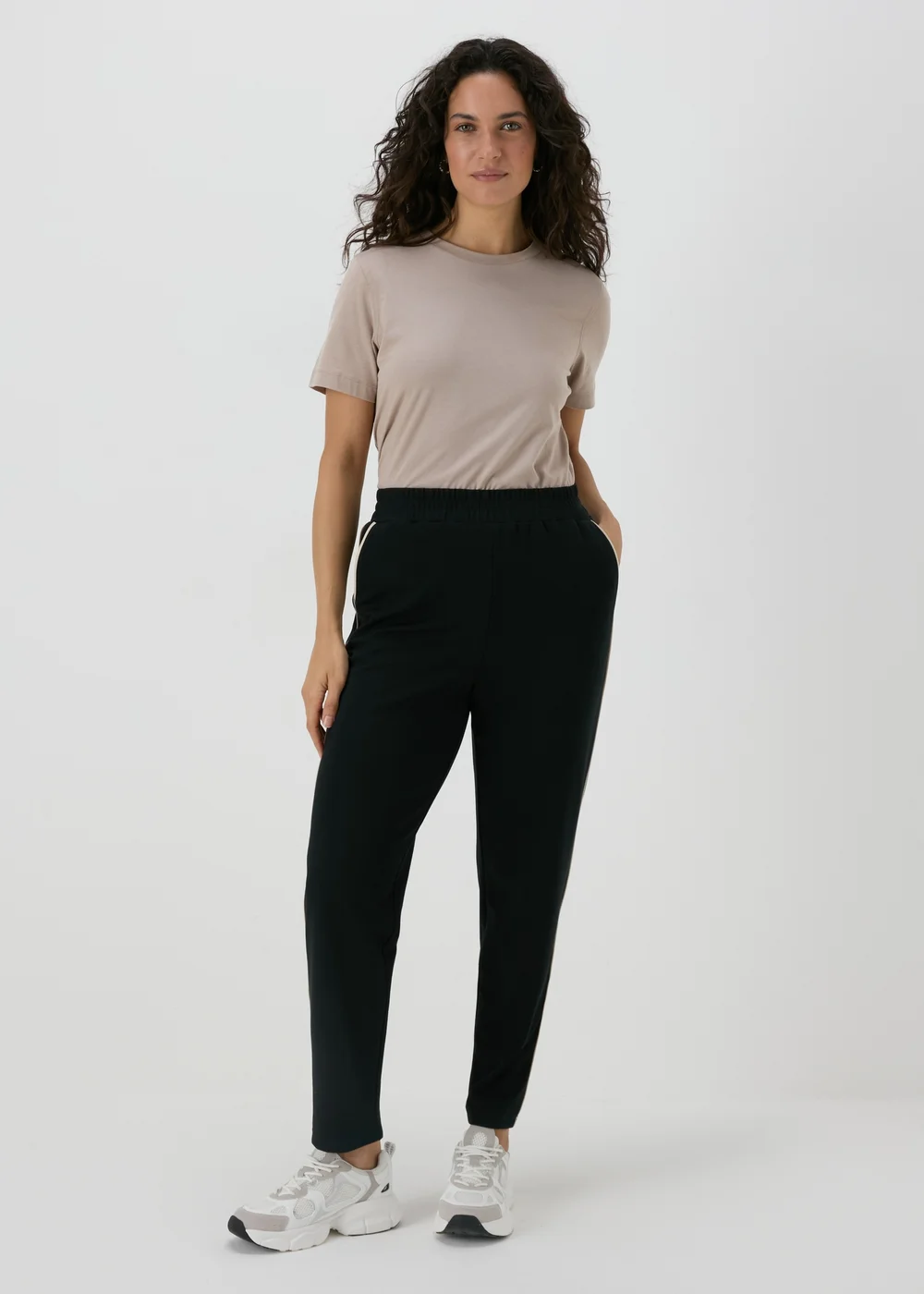 Black Tapered Side Pipe Detail Jogging Bottoms - 8 Image 1