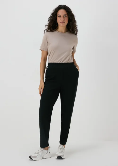 Black Tapered Side Pipe Detail Jogging Bottoms - 8 Image 1