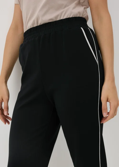Black Tapered Side Pipe Detail Jogging Bottoms - 8 Image 3