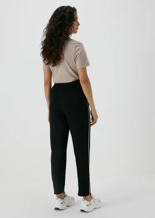 Black Tapered Side Pipe Detail Jogging Bottoms - 8 Image 2