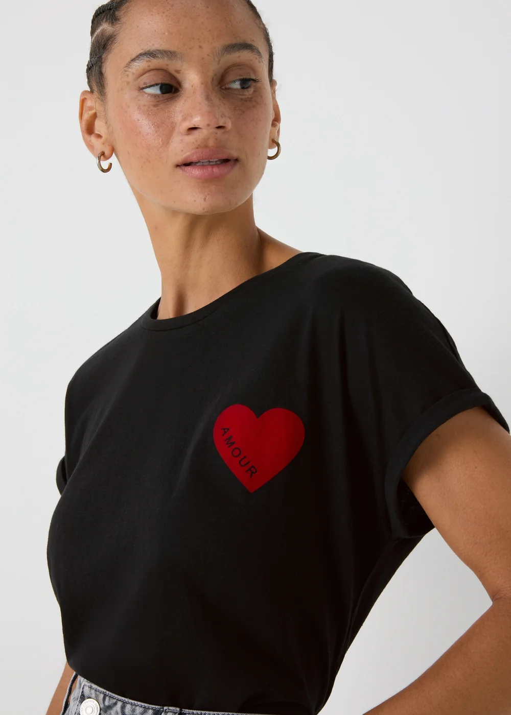 Black Heart Graphic T-Shirt - S Image 3