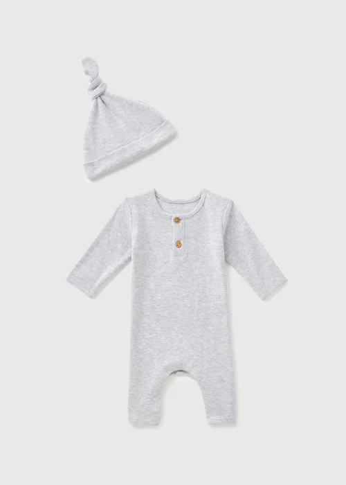 Baby Grey Romper & Hat Set (Newborn-23mths) - 0-3 months Image 1