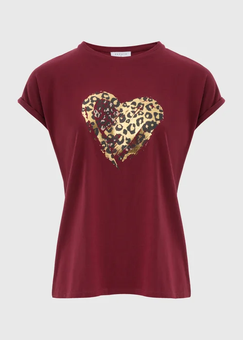 Burgundy Heart Graphic T-Shirt - S Image 4