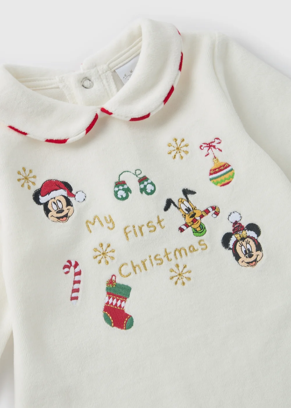 Disney Baby Cream Mickey Mouse Christmas Sleepsuit (Newborn-12mths) - Age 0 - 3 Months Image 2
