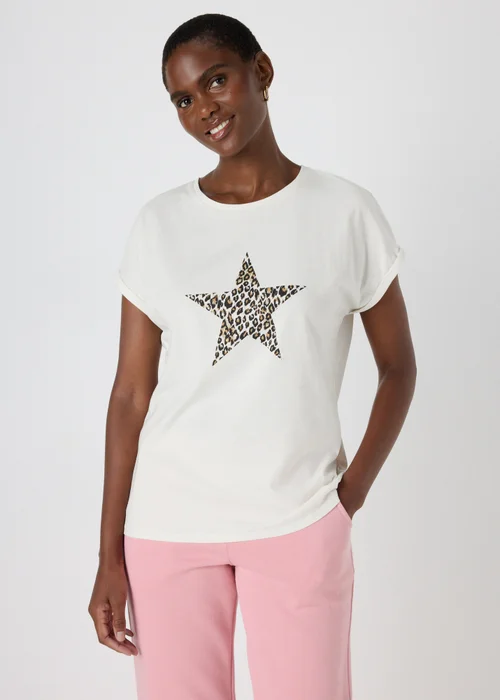 Cream Leopard Star T-Shirt - S Image 1