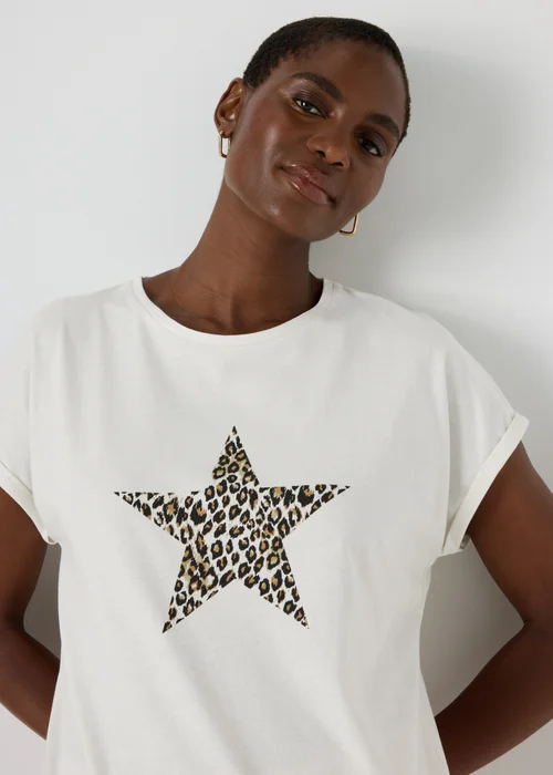 Cream Leopard Star T-Shirt - S Image 3