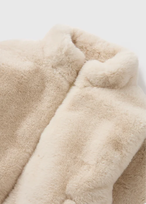 Girls Cream Faux Fur Bomber Jacket (7-15yrs) - 7 Yrs Image 2