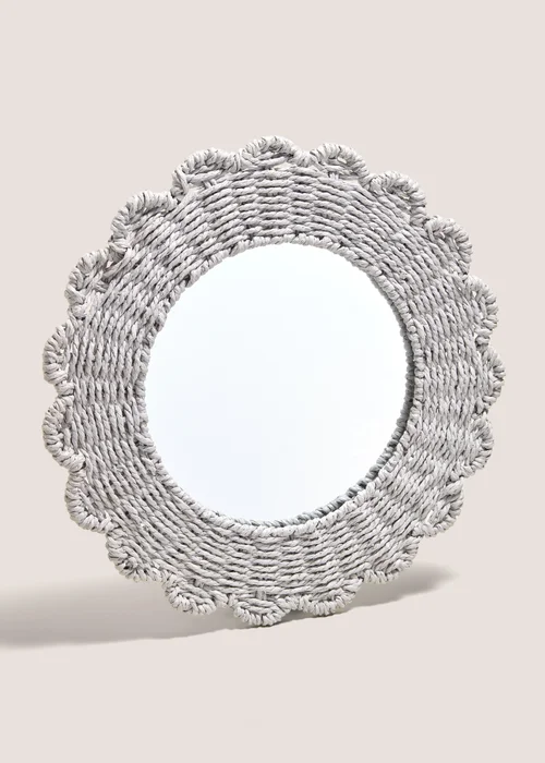 Grey Scallop Edge Mirror (42cm x 15cm x 52cm) Image 1