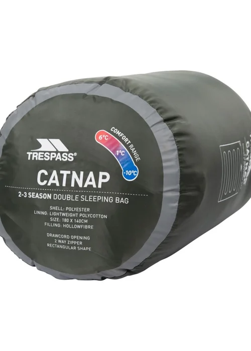 Trespass Grey Green Catnap 3 Season Double Sleeping Bag - One Size Image 5
