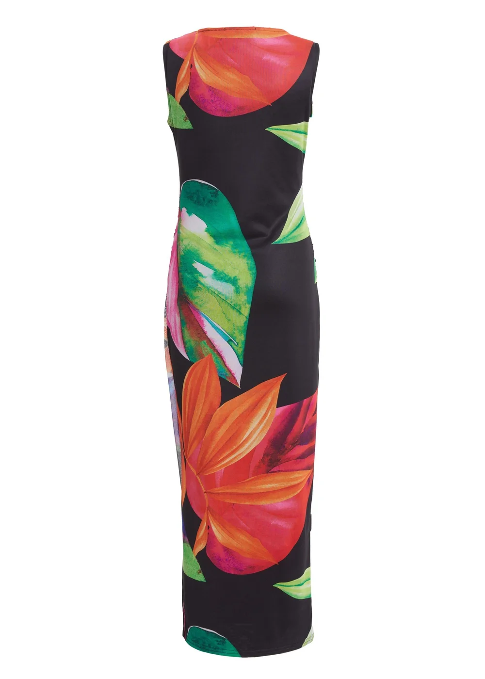 Quiz Black Mesh Tropical Print Midaxi Dress - 6 Image 5