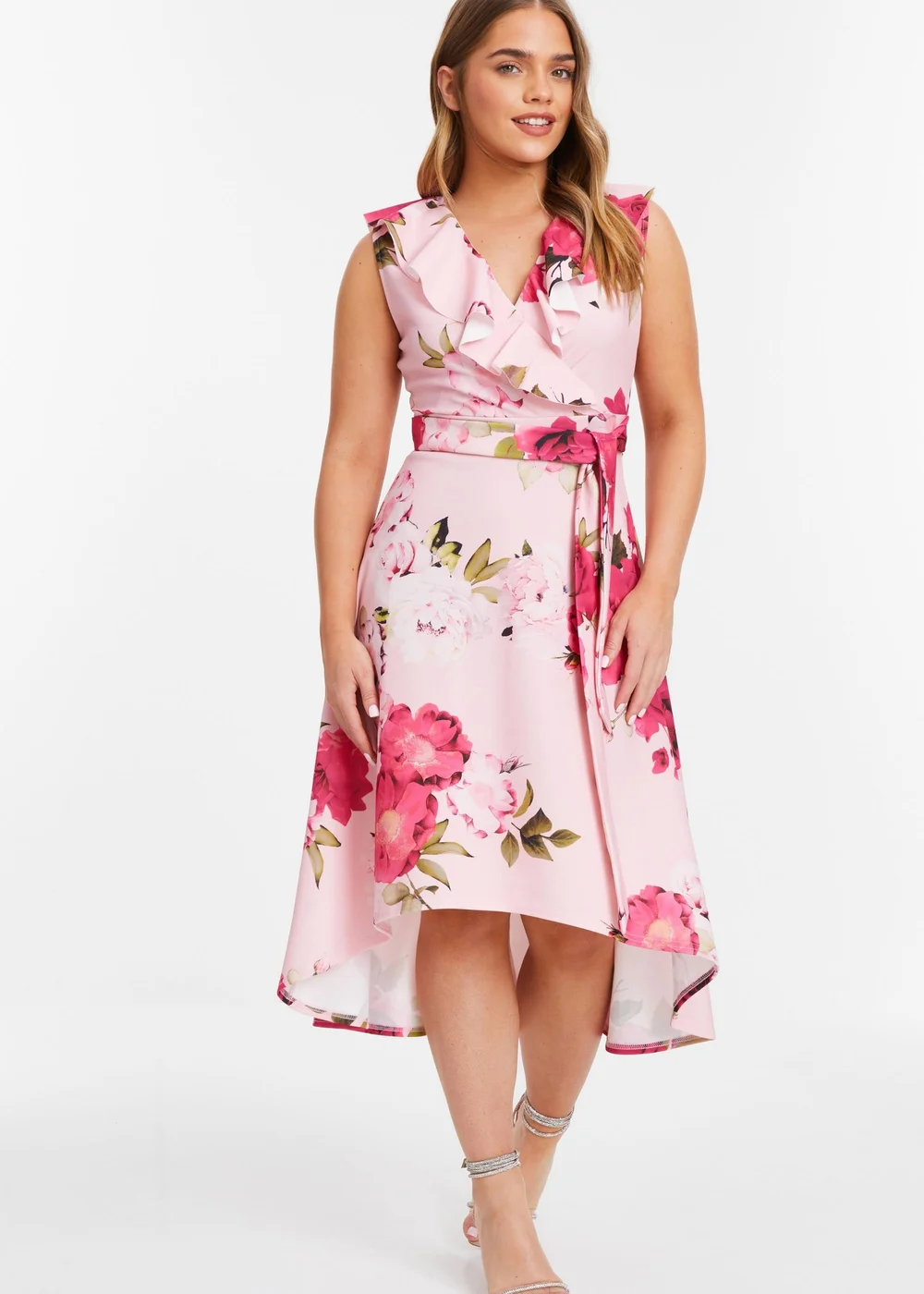 quiz pink floral dress Quiz Pink Floral Bandeau Mini Dress - 4