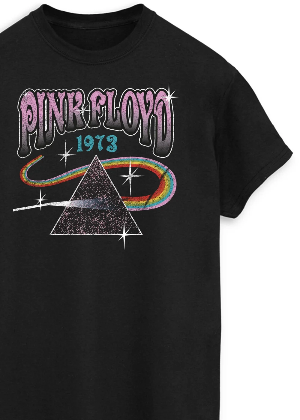 Spiral Galaxy Pink Floyd 1972 Prism Black Printed T-Shirt - L Image 2