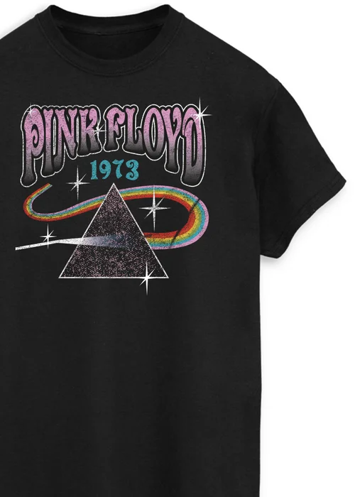 Spiral Galaxy Pink Floyd 1972 Prism Black Printed T-Shirt - L Image 2