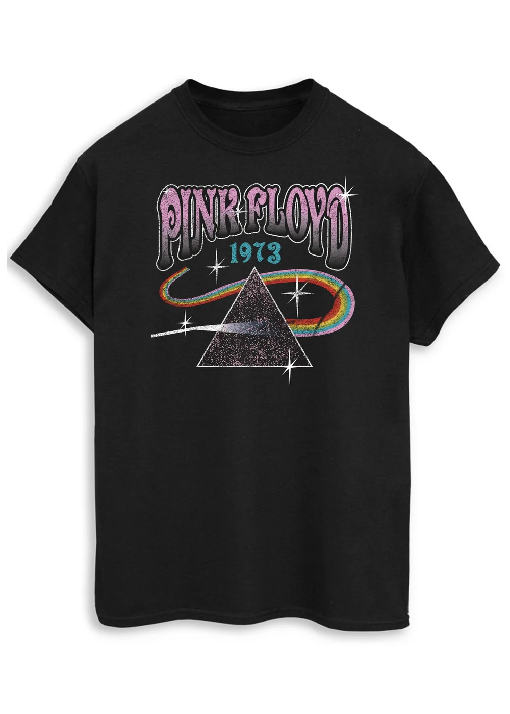 Spiral Galaxy Pink Floyd 1972 Prism Black Printed T-Shirt - L Image 1