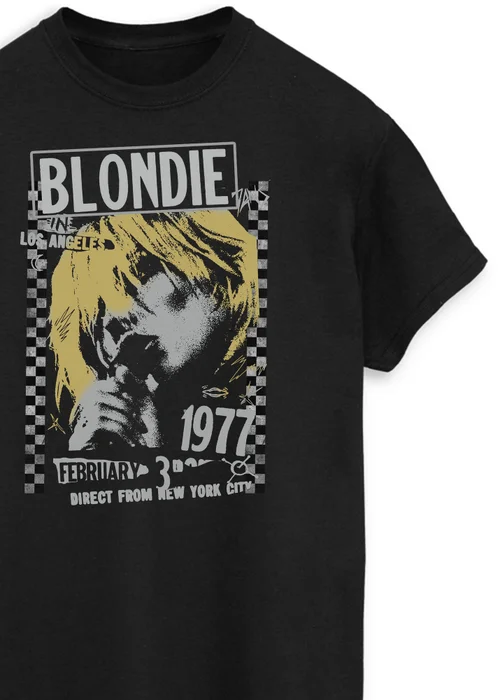 Spiral Galaxy Blondie Los Angeles 1977 Black Printed Boyfriend Fit T-Shirt - XXL Image 2