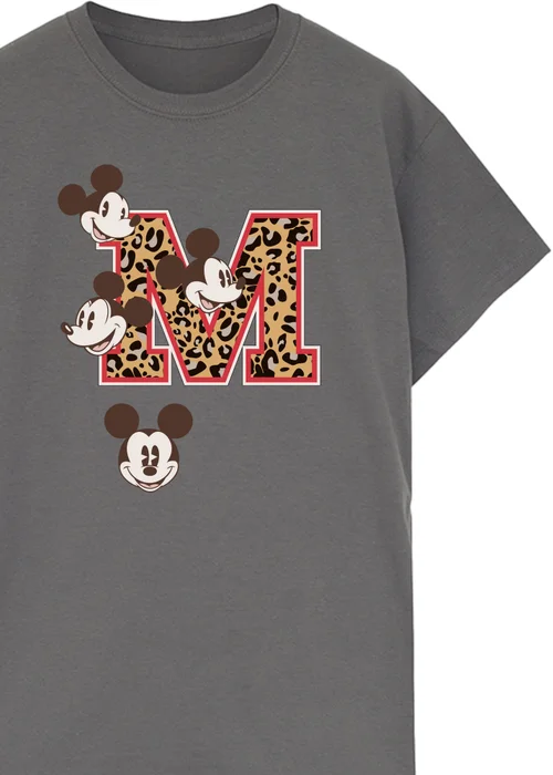 Disney Mickey Mouse M Faces Charcoal Printed Boyfriend Fit T-Shirt - S Image 2