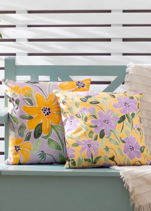 Wylder Nature Yellow Flower Filled Outdoor Cushions (43cm x 43cm x 8cm) - One Size Image 5