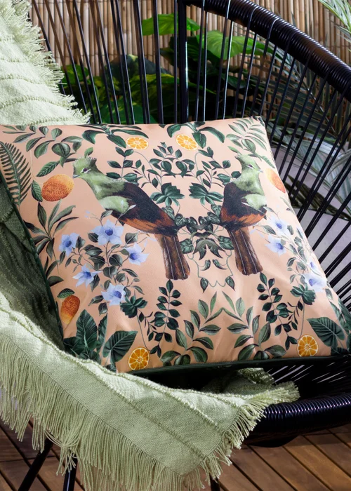 Wylder Tropics Multi Kali Mirrored Birds Filled Outdoor Cushions (43cm x 43cm x 8cm) - One Size Image 1