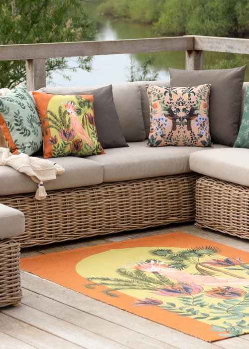 Wylder Tropics Multi Kali Mirrored Birds Filled Outdoor Cushions (43cm x 43cm x 8cm) - One Size Image 5