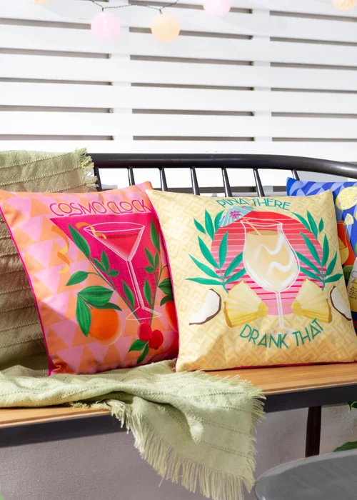 furn. Pink Cosmo O' Clock Filled Outdoor Cushions (43cm x 43cm x 8cm) - One Size Image 5