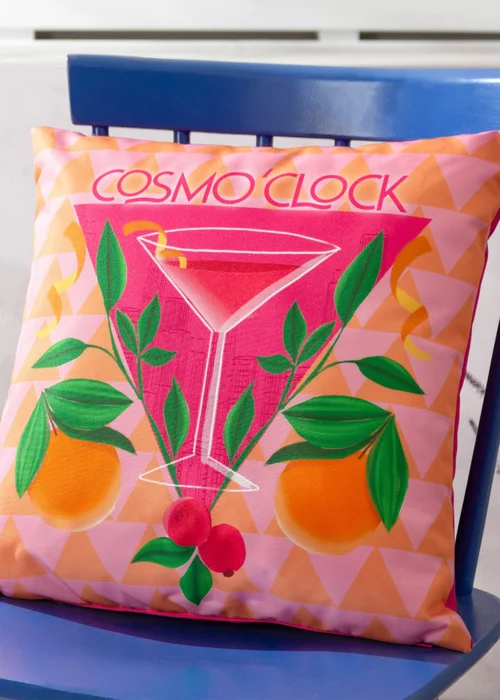 furn. Pink Cosmo O' Clock Filled Outdoor Cushions (43cm x 43cm x 8cm) - One Size Image 1