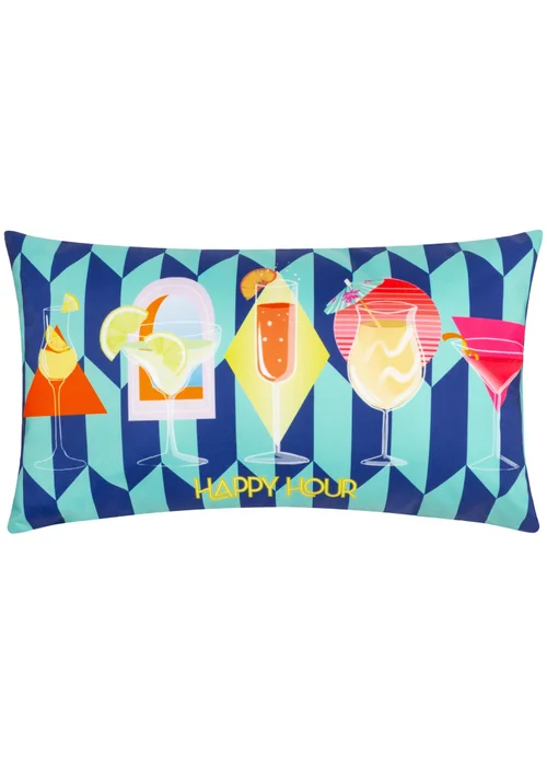 furn. Blue Happy Hour Filled Outdoor Cushions (30cm x 50cm x 8cm) - One Size Image 2