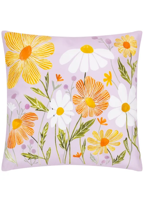 Wylder Nature Lilac Wildflower Filled Outdoor Cushions (43cm x 43cm x 8cm) - One Size Image 1