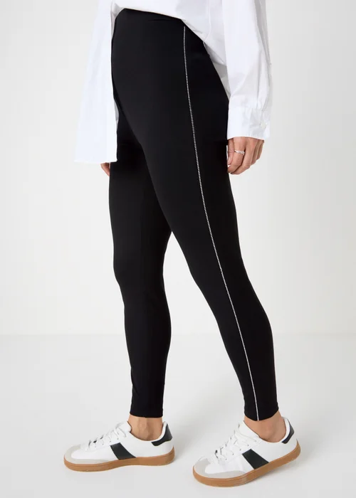 Black Diamante Side Leggings - 8 Image 3