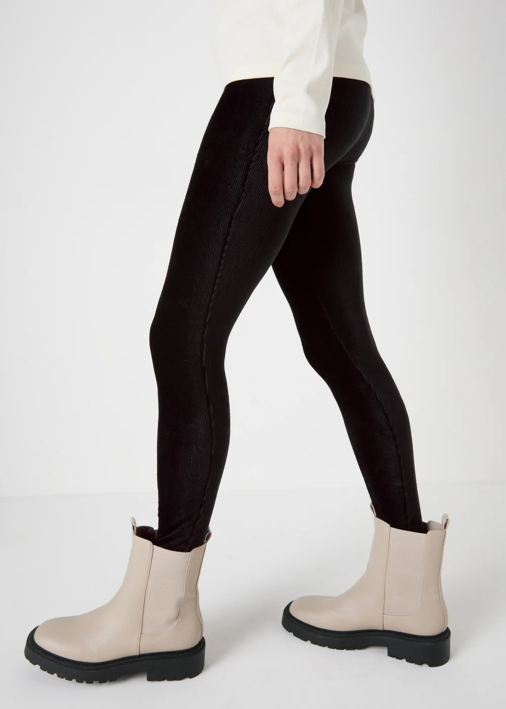 Black Velvet Cord Leggings - 8 Image 1
