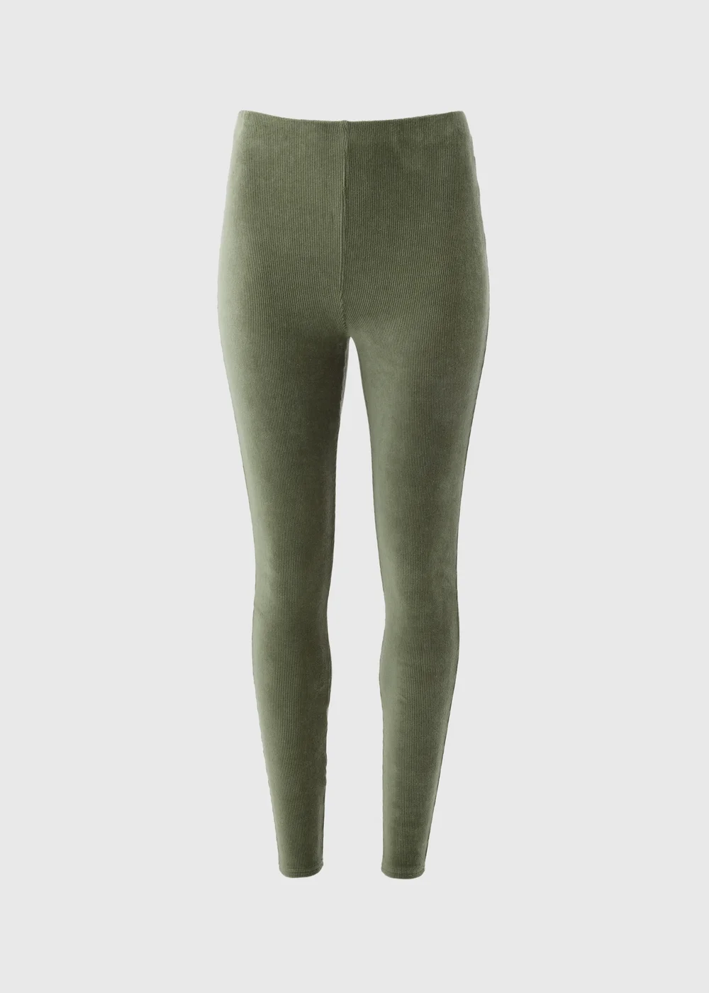 Khaki Velvet Corduroy Leggings - 8 Image 4