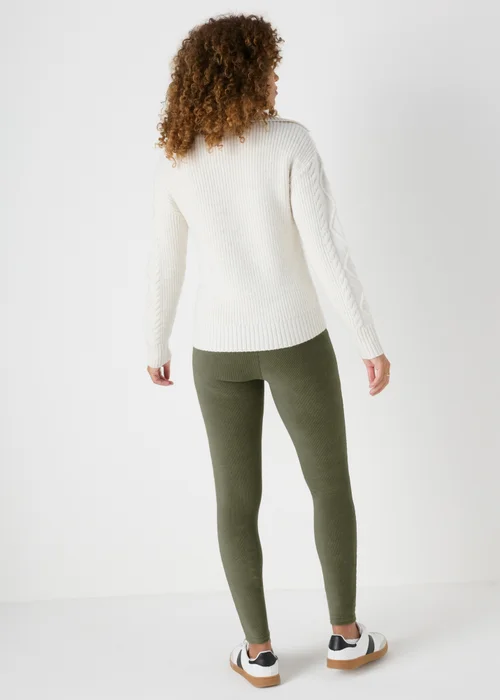 Khaki Velvet Corduroy Leggings - 8 Image 2