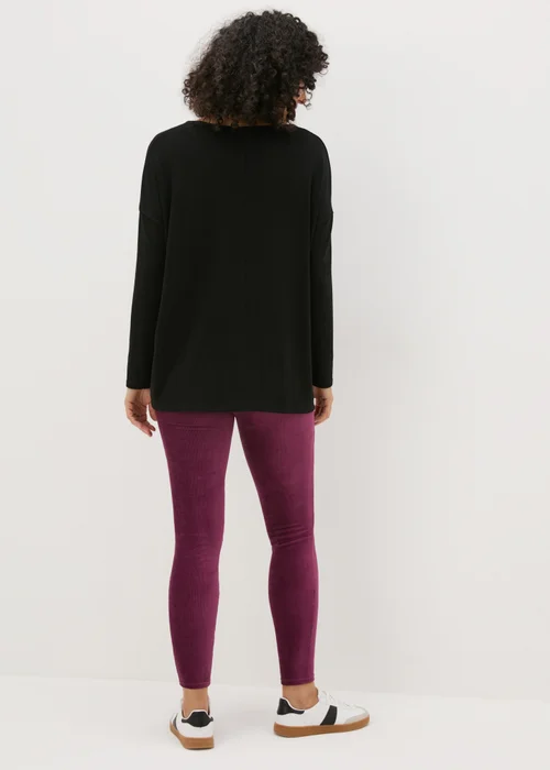Burgundy Velvet Corduroy Leggings - 8 Image 2