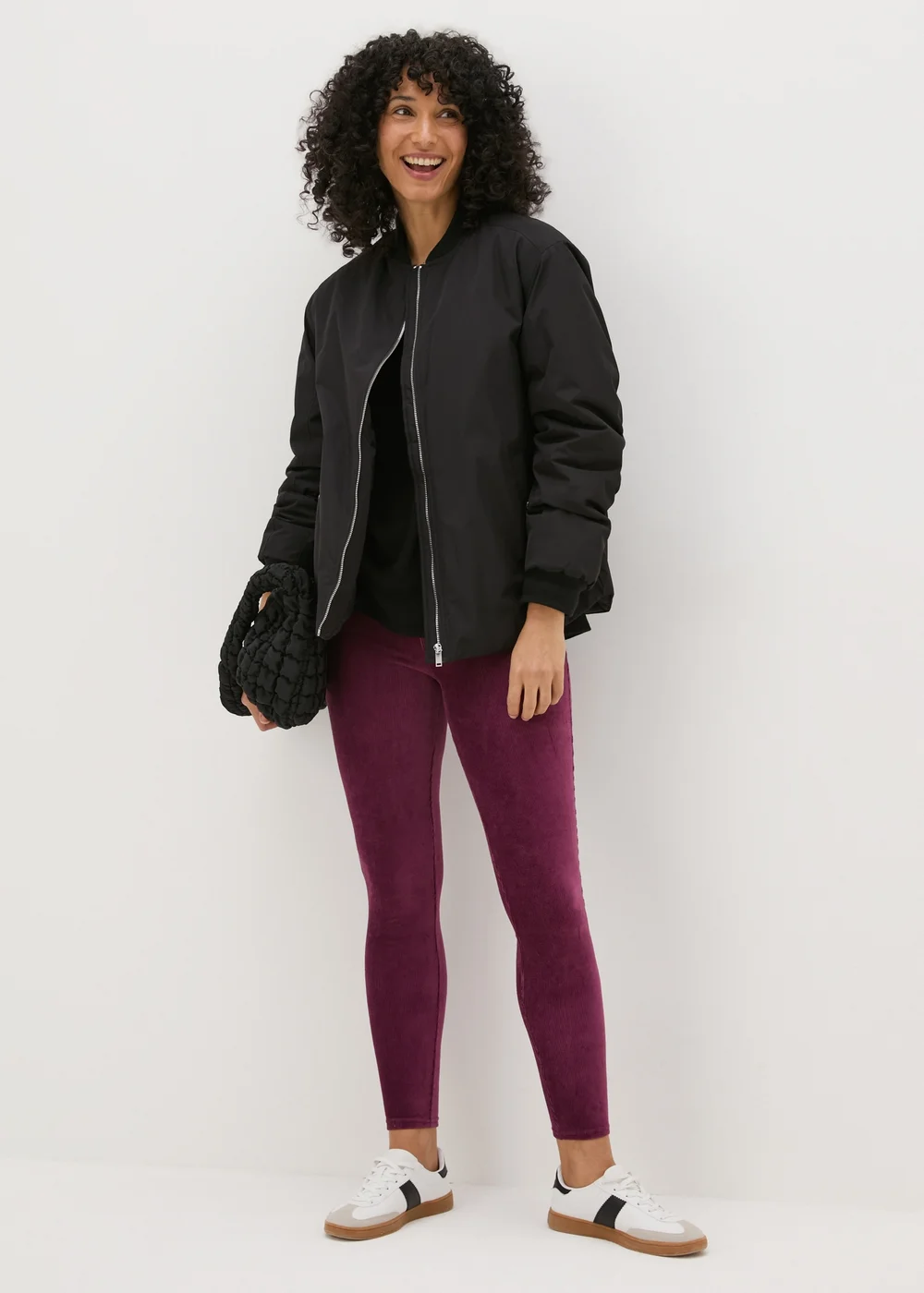 Burgundy Velvet Corduroy Leggings - 8 Image 1