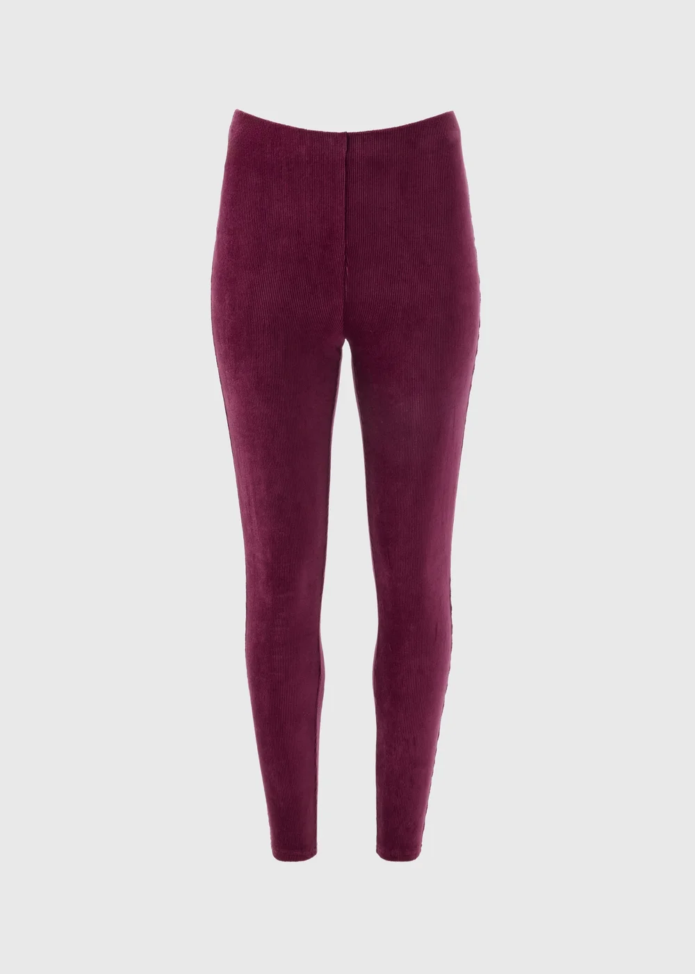 Burgundy Velvet Corduroy Leggings - 8 Image 4