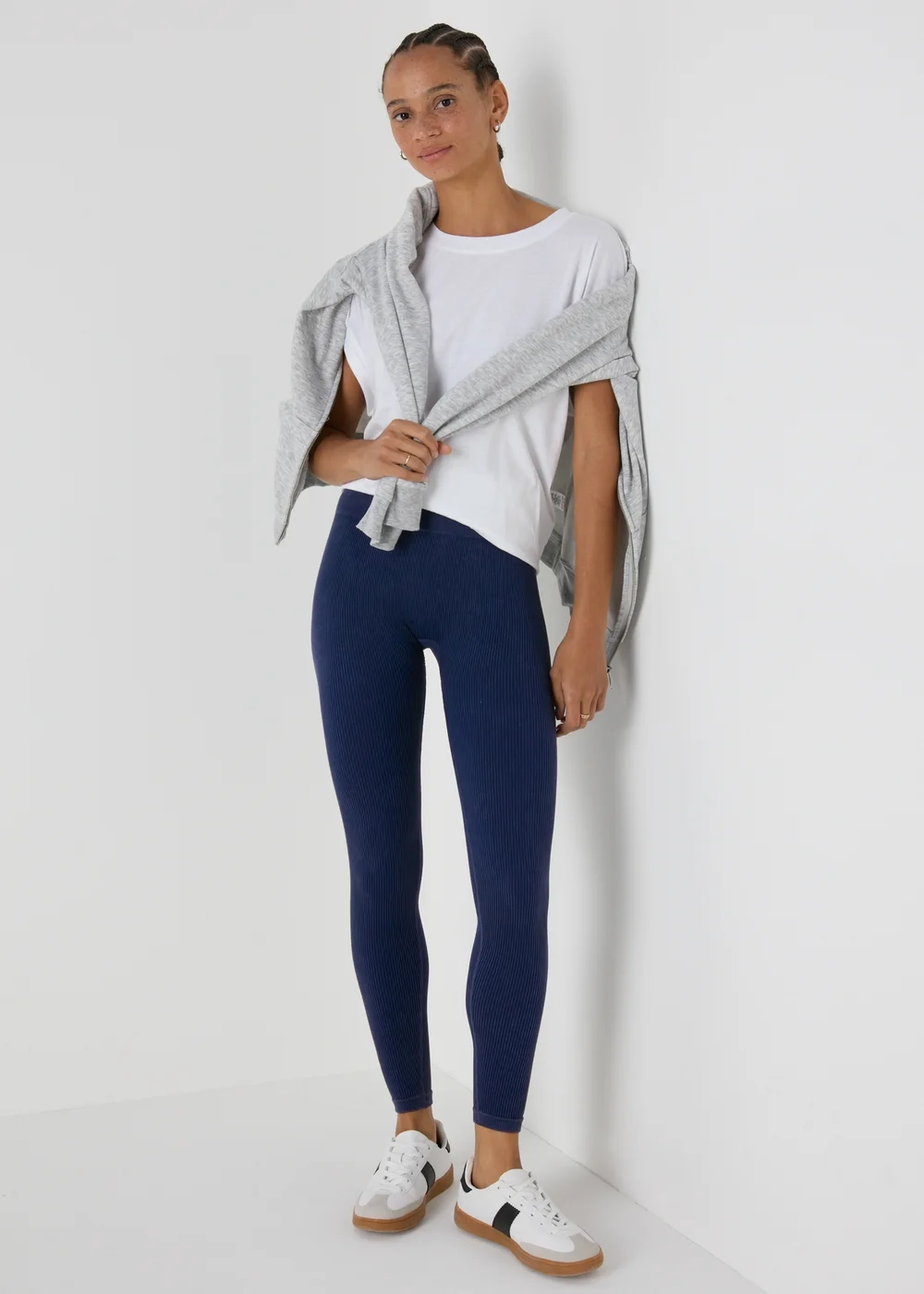 Navy Washed Seamless Leggings - S Image 1