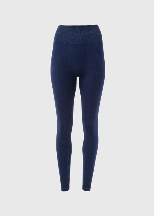 Navy Washed Seamless Leggings - S Image 4