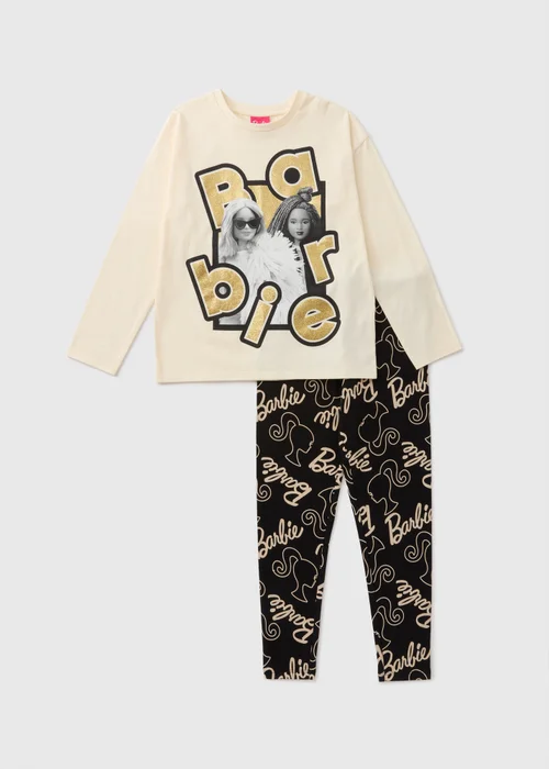 Barbie Girls Cream Pyjama Set (4-12yrs) - Age 10 Years Image 1