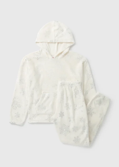 Wondrous Cream Fleece Snowflake Loungewear Set - Extra small Image 3