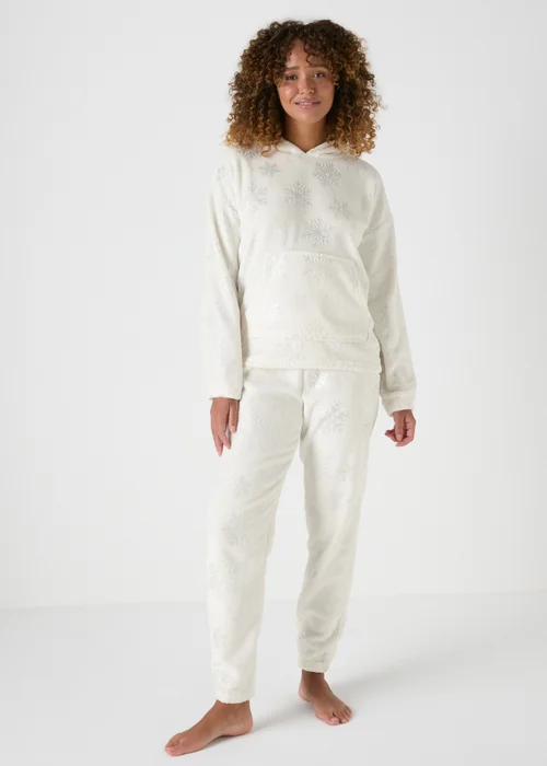 Wondrous Cream Fleece Snowflake Loungewear Set - Extra small Image 2