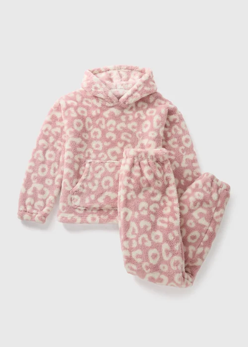 Pink Animal Print Fleece Pyjama Set - Extra small Image 3