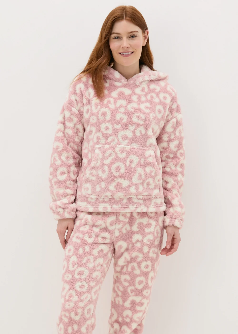 Pink Animal Print Fleece Pyjama Set - Extra small Image 1