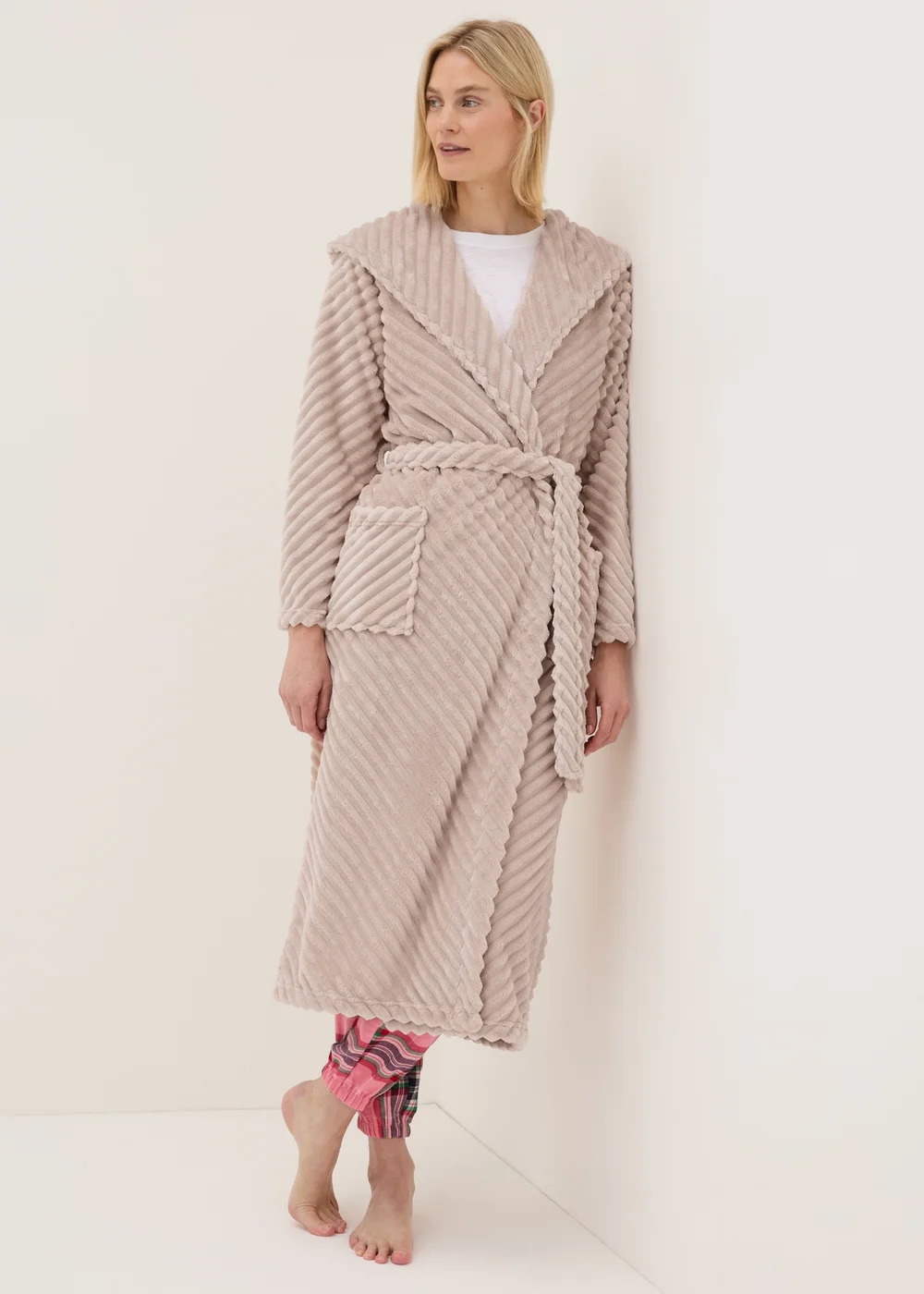 Mink Diagonal Fleece Dressing Gown - Extra small Image 1