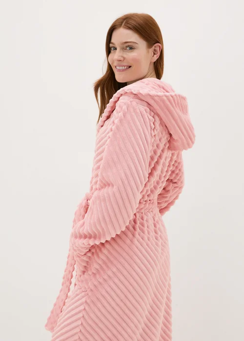 Pink Diagonal Fleece Dressing Gown - Extra small Image 2