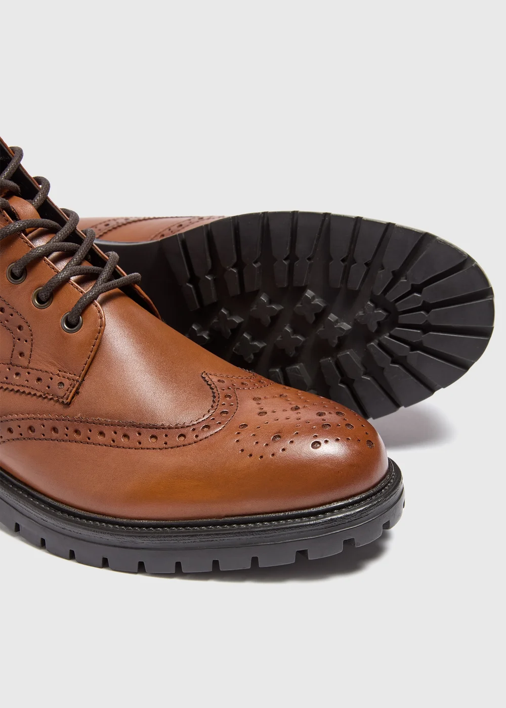 Brown Leather Brogue Boots - Size 6 Image 2