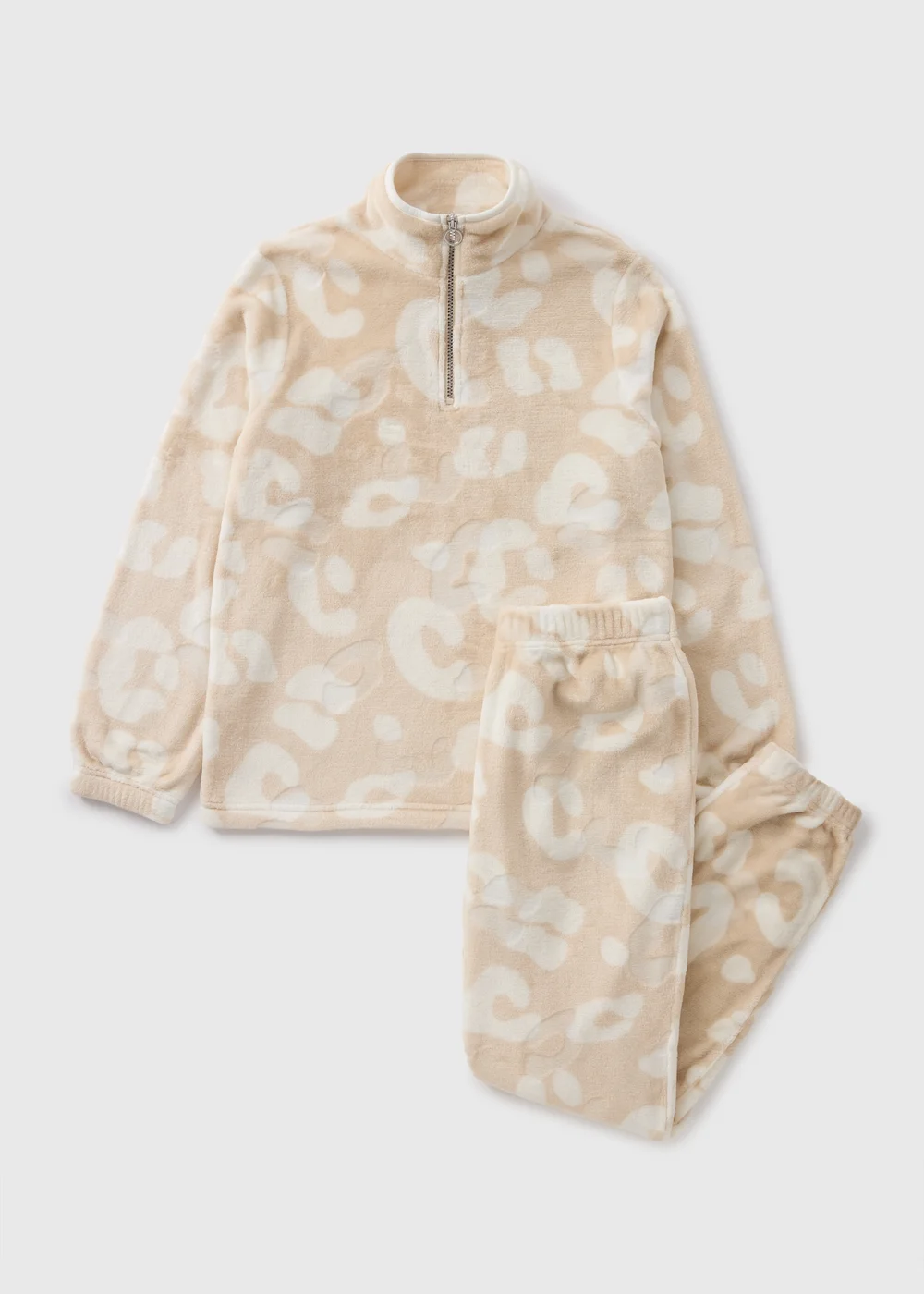 Cream Animal Print Fleece Loungewear Set - Extra small Image 3