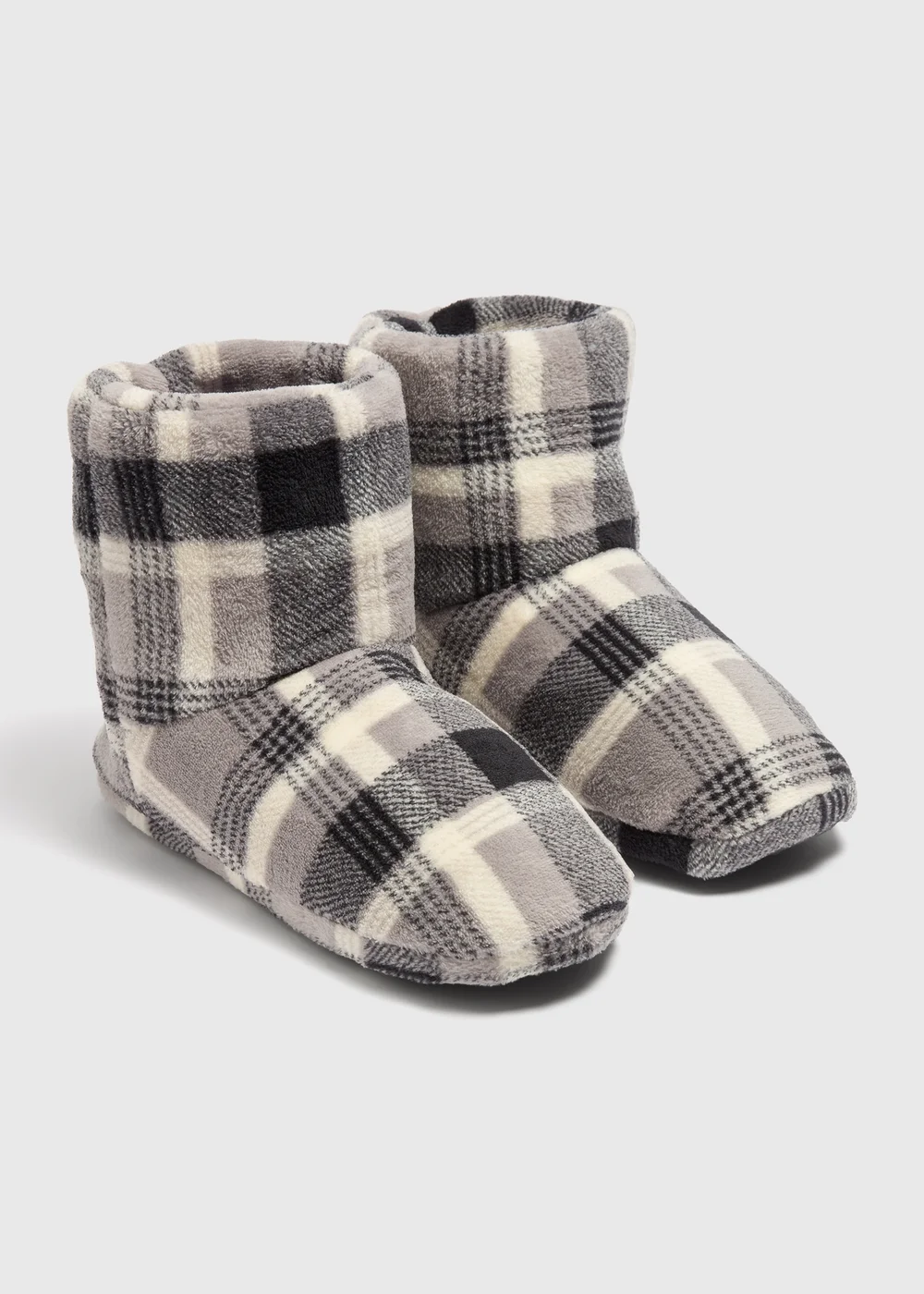 Grey Check Slipper Boots - Size 6 Image 1