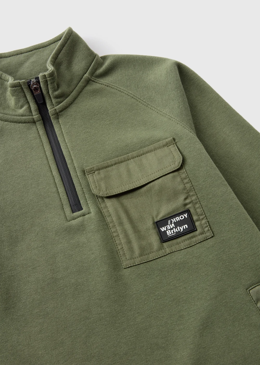 Boys Khaki Utility Half Zip Sweatshirt (7-15yrs) - Age 7 Years Image 2