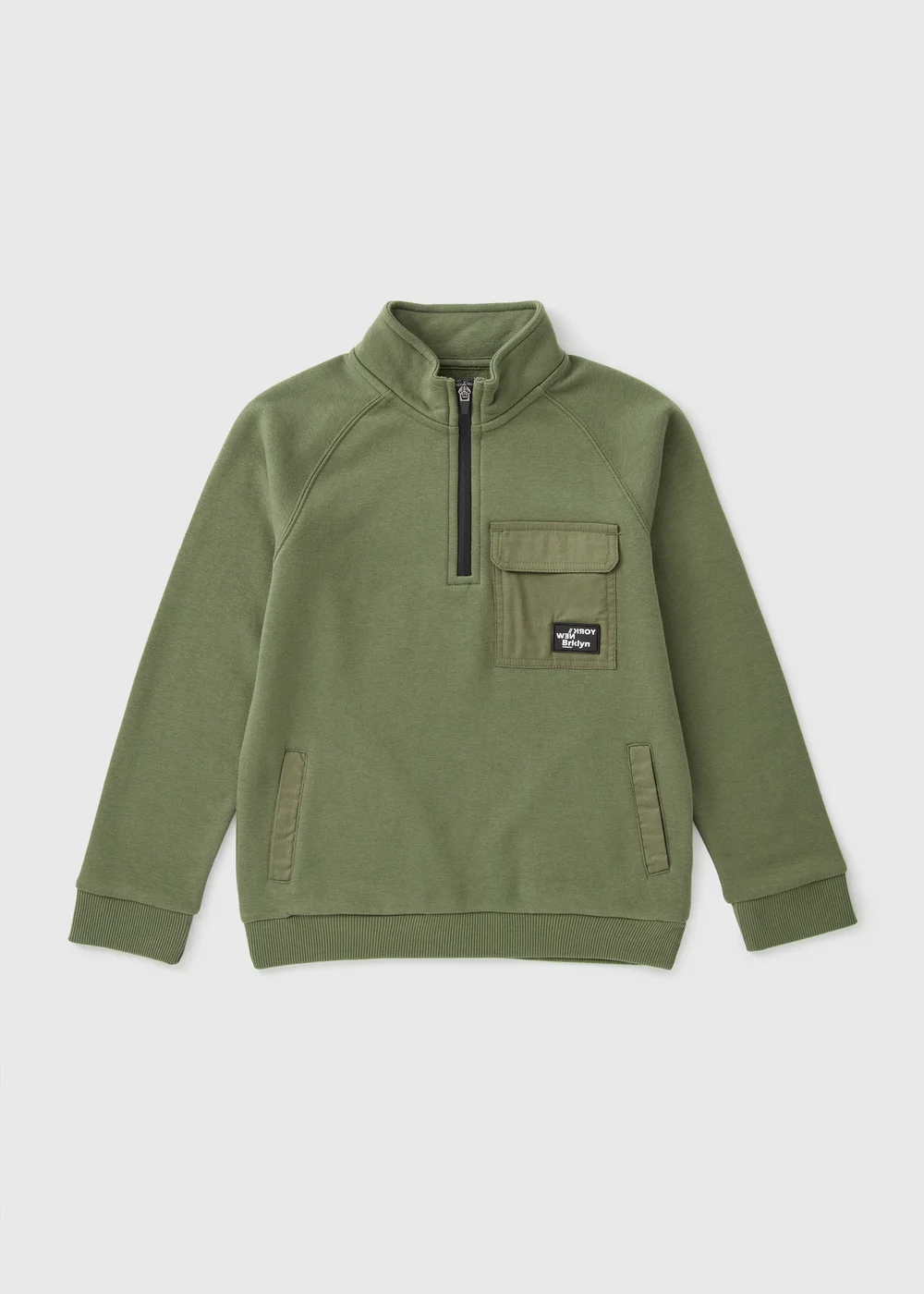Boys Khaki Utility Half Zip Sweatshirt (7-15yrs) - Age 7 Years Image 1